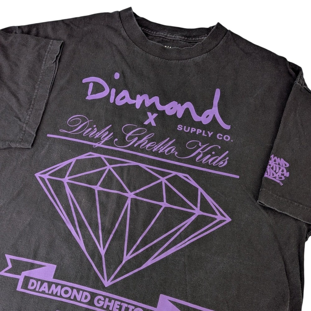 Diamond Supply Co x DGK Dirty Ghetto Kids T-Shirt Mens XL Black Purple Skate